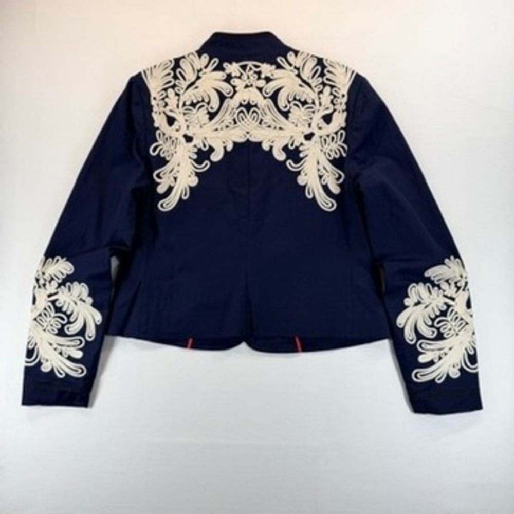 Boden Warwick Embroidered Military Jacket Navy Ivory US 10 - Picture 2 of 16